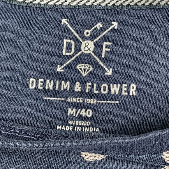 Denim & Flower Ricky Singh Men’s Pineapple Print Blue T-Shirt Medium - Picture 4 of 10